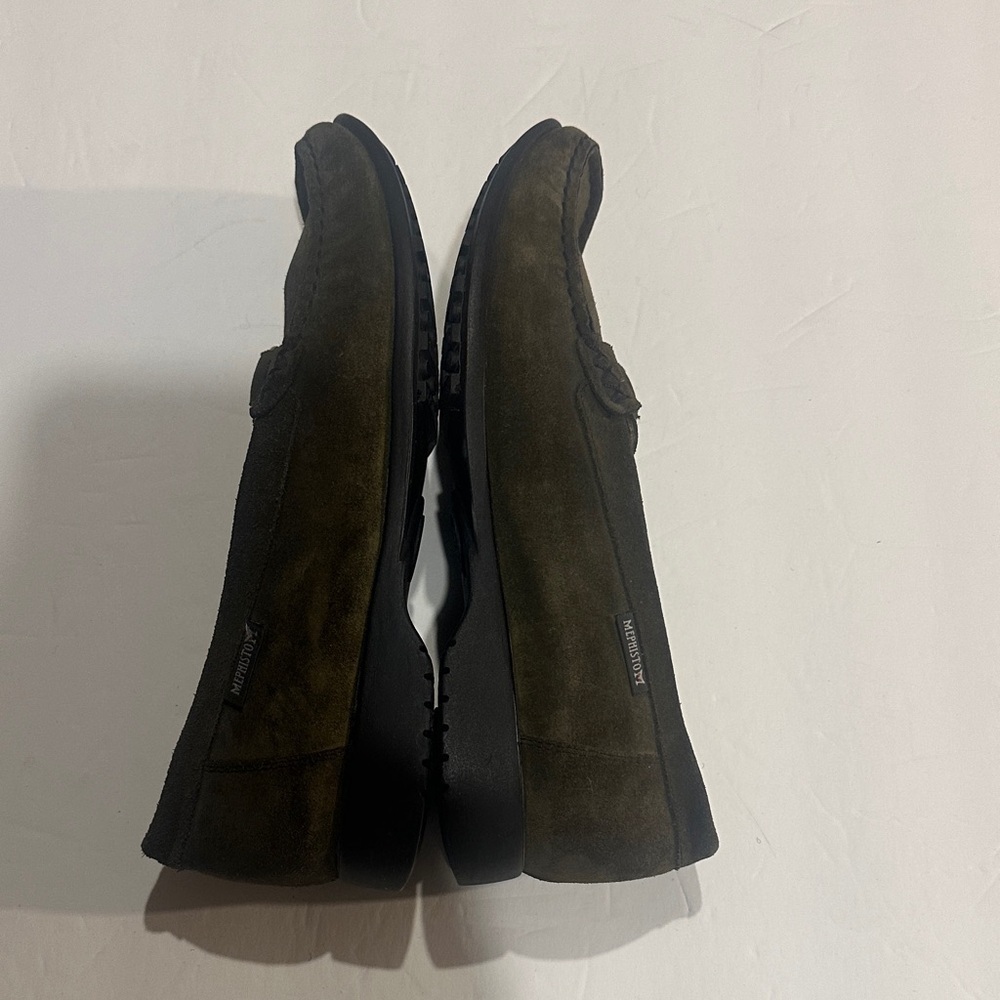 Mephisto cool air Suede olive leather Loafers comfort shoes w front circle sz 8 - Picture 3 of 9